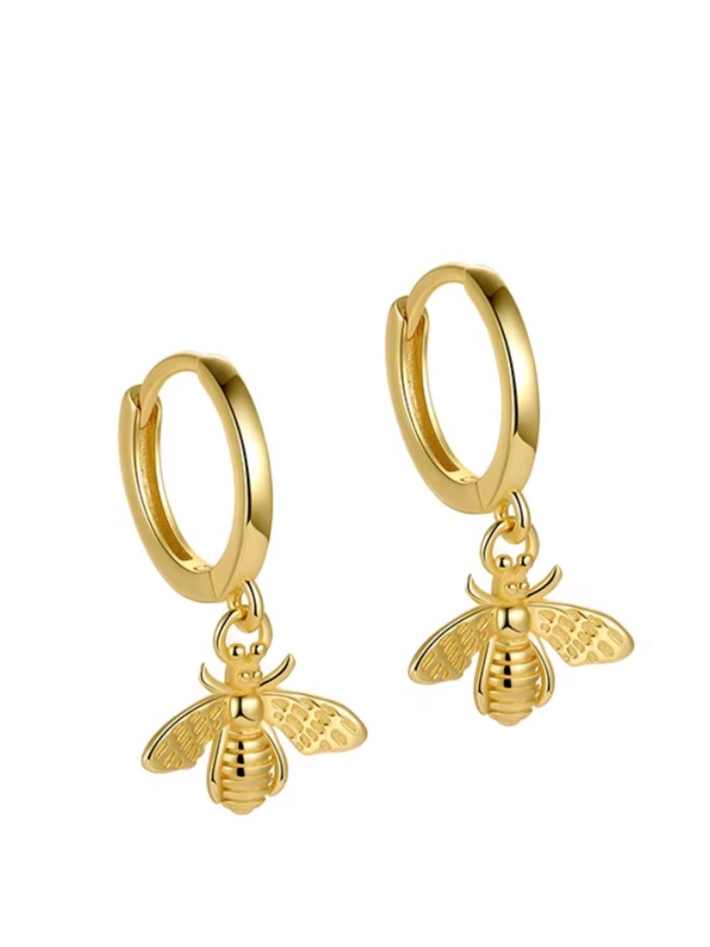 Gold Bee Dangle Hoop Earrings - Women Jewelry
